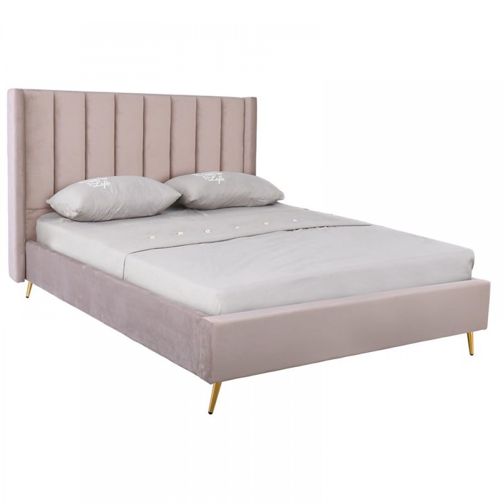 Passion  Κρεβάτι Διπλό Για Στρώμα 160X200Cm, Ύφασμα Velure Απόχρωση Cappuccino