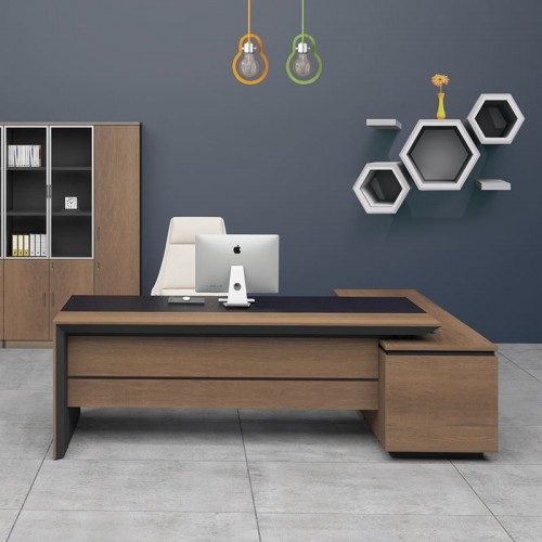 Proline Γραφείο -Αρ-200X180Cm Σκ.καρυδί/μαύρο