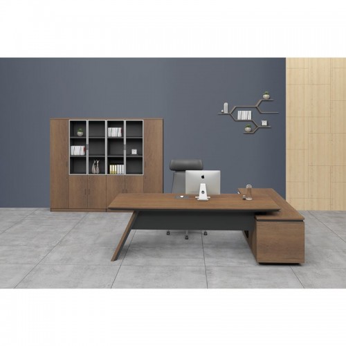 Proline Γραφείο -Αρ-240X200Cm Σκ.καρυδί/μαύρο