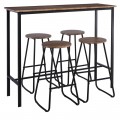 Pub Set Bar Τραπέζι + 4 Σκαμπώ, Μέταλλο Βαφή Ανθρακί - Antique Brown