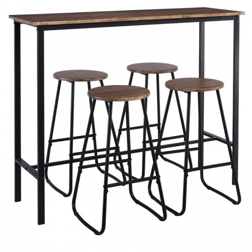Pub Set Bar Τραπέζι + 4 Σκαμπώ, Μέταλλο Βαφή Ανθρακί - Antique Brown