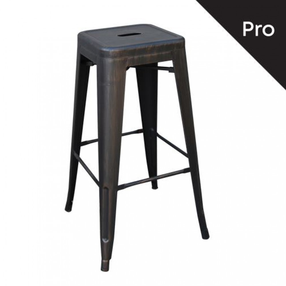 RELIX Σκαμπό Bar-Pro H.67cm, Στοιβαζόμενο, Μέταλλο Βαφή Antique Black 43x43x67cm