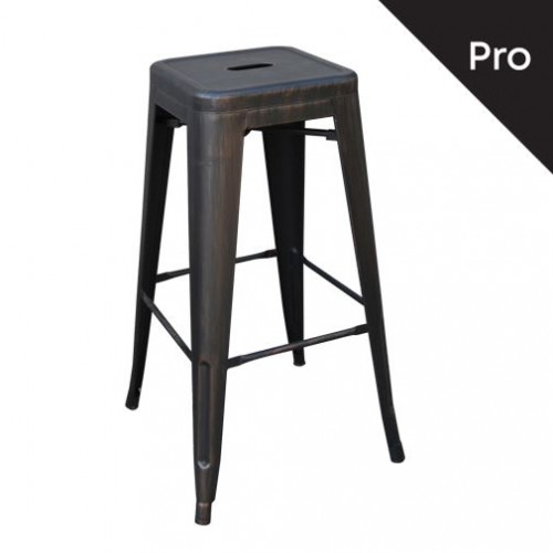 RELIX Σκαμπό Bar-Pro H.67cm, Στοιβαζόμενο, Μέταλλο Βαφή Antique Black 43x43x67cm