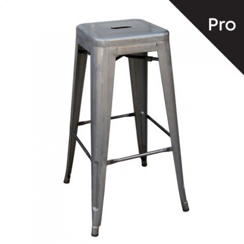 RELIX Σκαμπό Bar-Pro H.67cm, Στοιβαζόμενο, Μέταλλο Βαφή Metal με Διακοσμητική Σκουριά 43x43x67cm