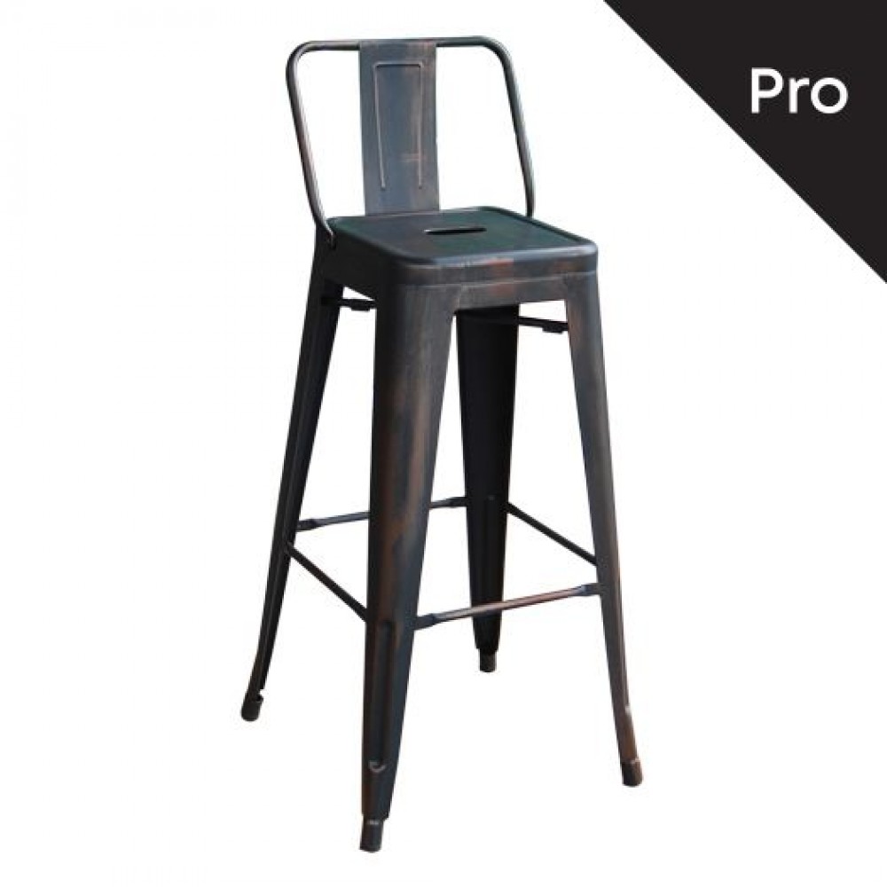 Σκαμπώ bar μεταλλικό Relix με πλάτη σε χρώμα antique black E5199,10