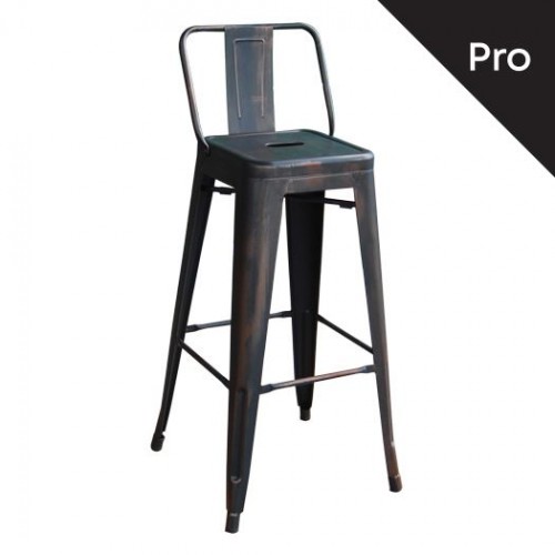 Σκαμπώ bar μεταλλικό Relix με πλάτη σε χρώμα antique black E5199,10