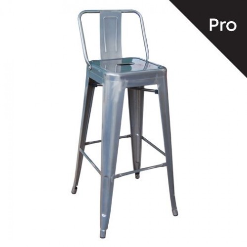 Σκαμπώ bar RELIX μεταλλικό με πλάτη σε χρώμα metal E5199,6