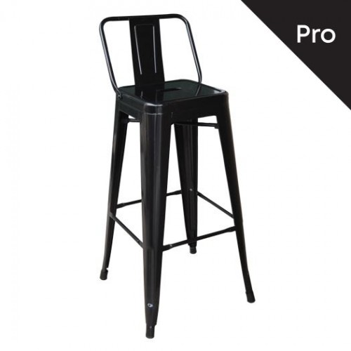 Relix Σκαμπώ Bar Με Πλάτη Μέταλλο Βαφή Μαύρο 44x44x97cm