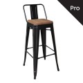 Σκαμπώ bar RELIX WOOD μεταλλικό με πλάτη σε μαύρο χρώμα E5208,1