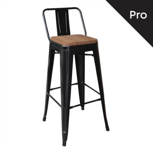 Σκαμπώ bar RELIX WOOD μεταλλικό με πλάτη σε μαύρο χρώμα E5208,1