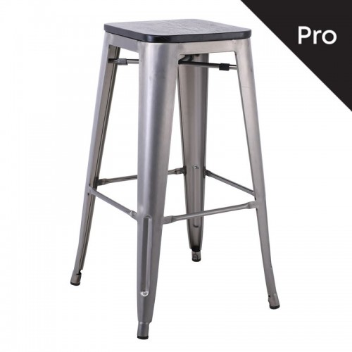 Relix Wood Σκαμπό Bar-Pro, Απόχρωση Metal Με Διακοσμητική Σκουριά, Απόχρωση Ξύλου Μαύρο