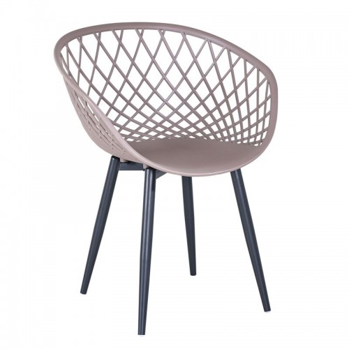 Rex Πολυθρόνα Μέταλλο Βαφή Μαύρο, Pp-Uv Sand Beige