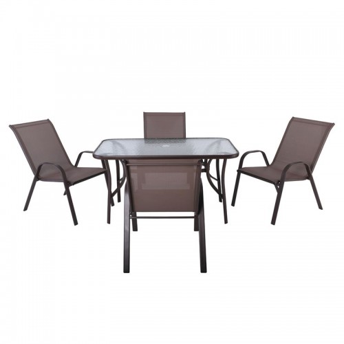 Rio Set (Τραπ.120X70Cm+4 Πολ) Μετ.καφέ/text.καφέ