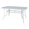 Rio Τραπέζι 120X70Cm Μεταλλικό Άσπρο/γυαλί Pear Clear