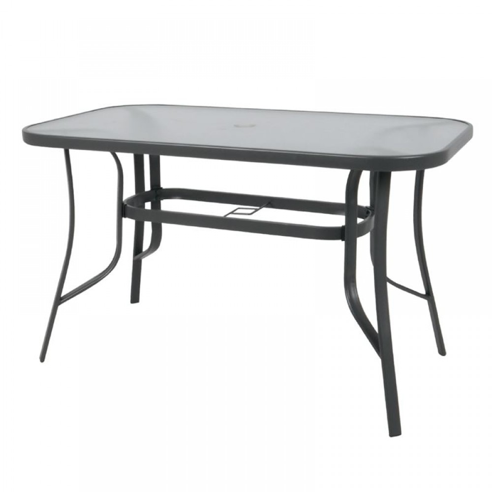 Rio Τραπέζι 140X80Cm Μεταλλικό Ανθρακί/γυαλί Pear Clear