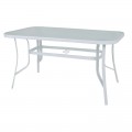 Rio Τραπέζι 140X80Cm Μεταλλικό Άσπρο/γυαλί Pear Clear