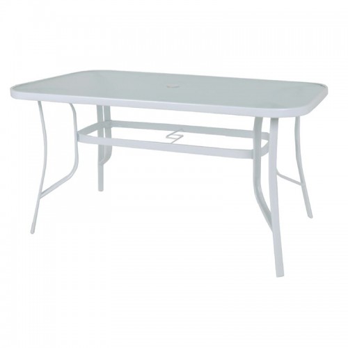 Rio Τραπέζι 140X80Cm Μεταλλικό Άσπρο/γυαλί Pear Clear