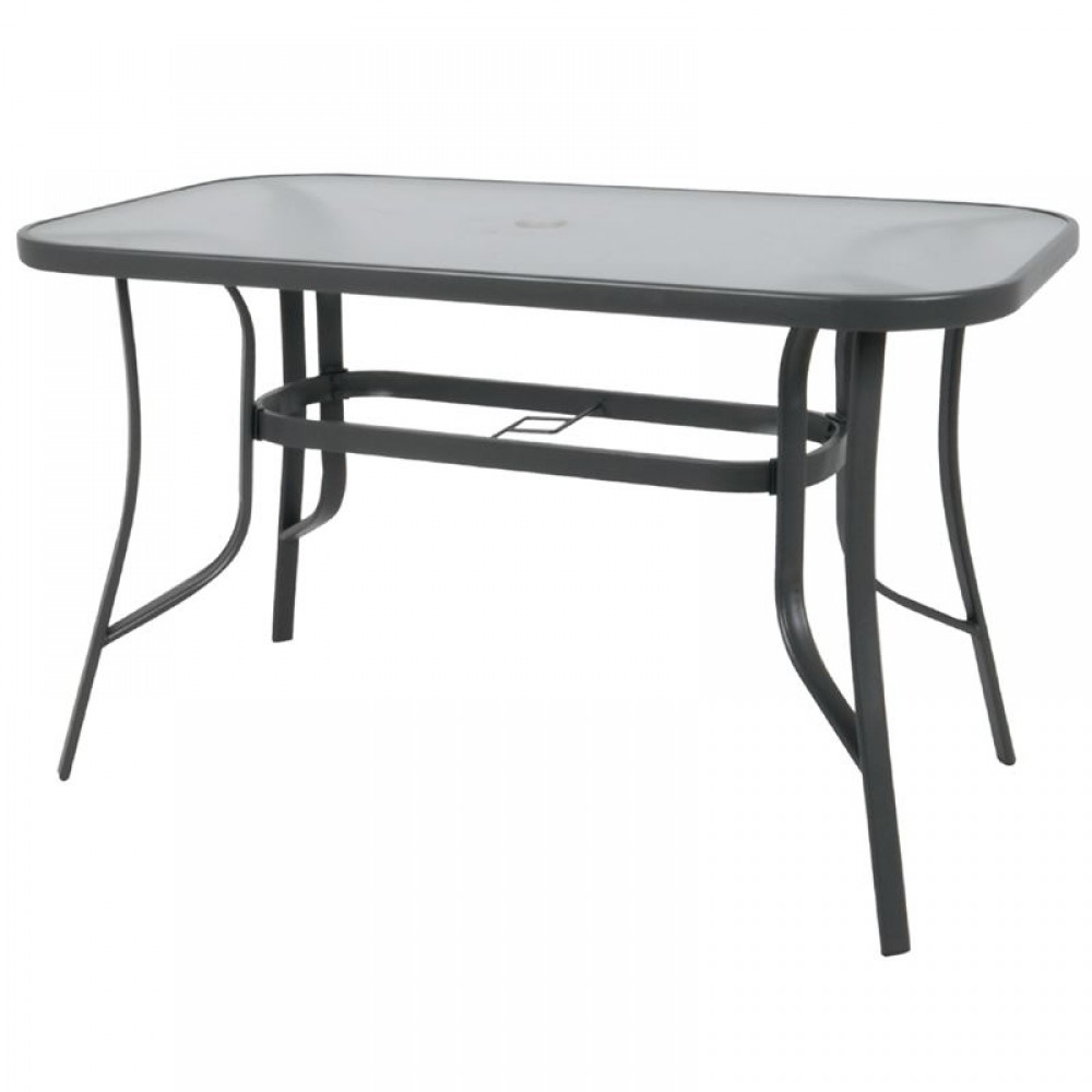 Rio Τραπέζι 150X90Cm Μεταλλικό Ανθρακί/γυαλί Pear Clear