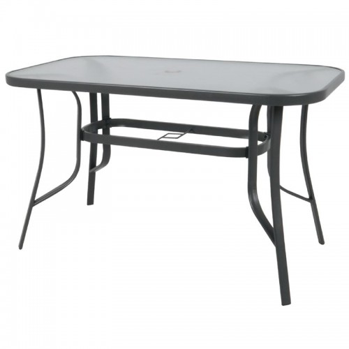Rio Τραπέζι 150X90Cm Μεταλλικό Ανθρακί/γυαλί Pear Clear
