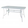 Rio Τραπέζι 150X90Cm Μεταλλικό Άσπρο/γυαλί Pear Clear