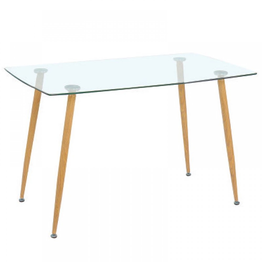 Roby Τραπέζι 120X70Cm Μεταλ.βαφή Φυσικό/γυαλί