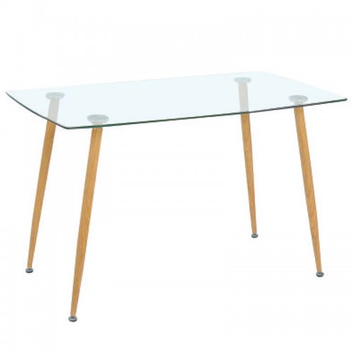 Roby Τραπέζι 120X70Cm Μεταλ.βαφή Φυσικό/γυαλί