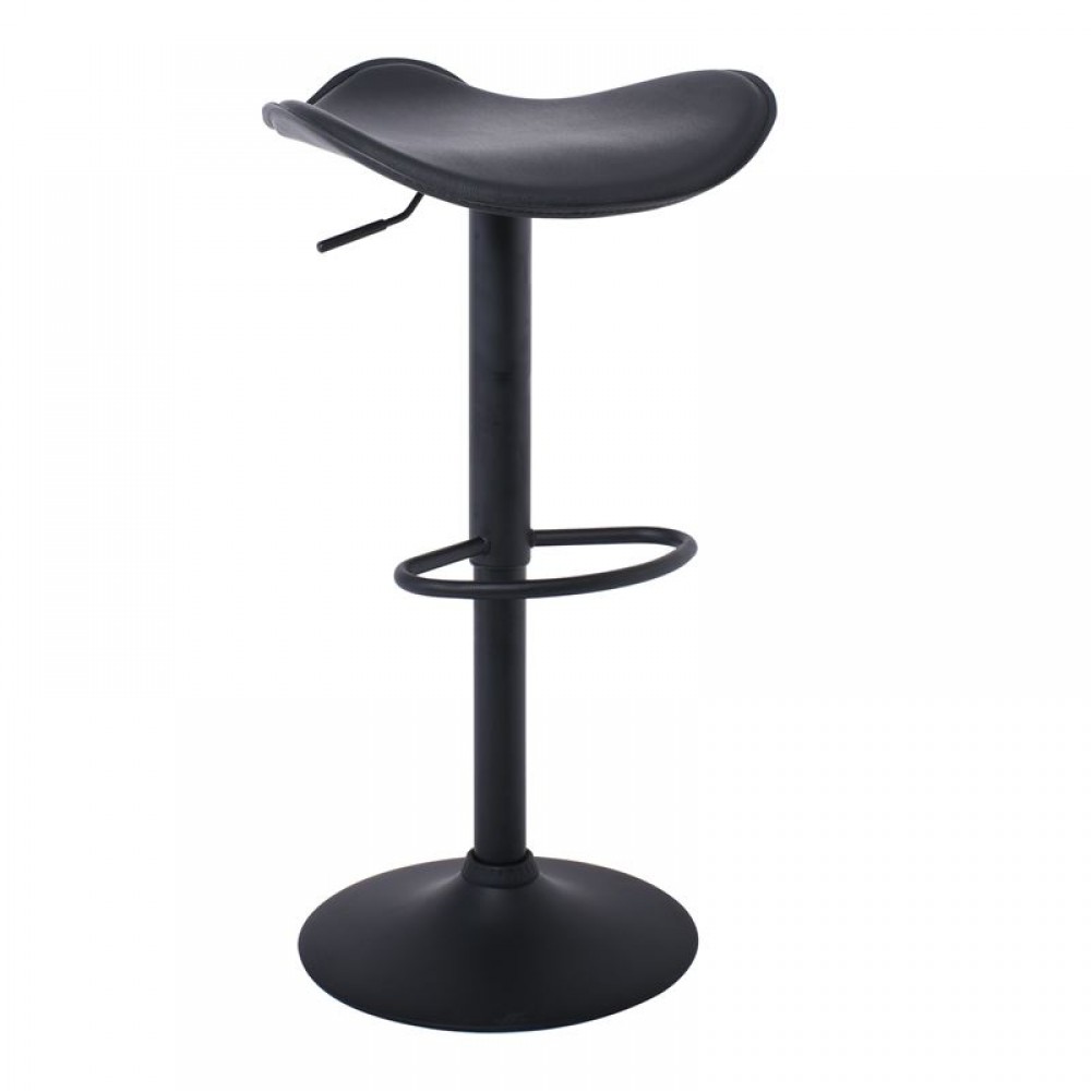 Saddle Σκαμπώ Bar Μέταλλο Βαφή Μαύρο - Pvc Μαύρο (Σετ 2τμχ)