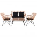 Salsa Set Σαλόνι Κήπου Μεταλ. Μαύρο, Wicker Φυσικό: Τραπέζι + Καναπέ 2Θέσιο + 2 Πολυθρόνες