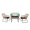 Salsa Set (Τρ+2Θέσ+2Πολ) Μετ.μαύρο/wicker Φυσικό, Μαξ.μαύρο