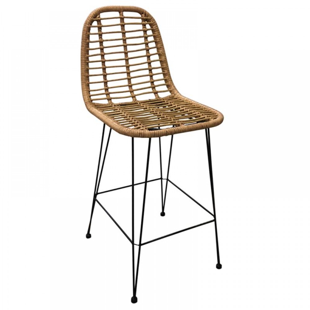 Salsa Σκαμπώ Bar Μεταλ.μαύρo/wicker Φυσικό