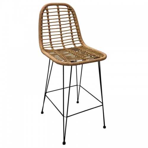 Salsa Σκαμπώ Bar Μεταλ.μαύρo/wicker Φυσικό
