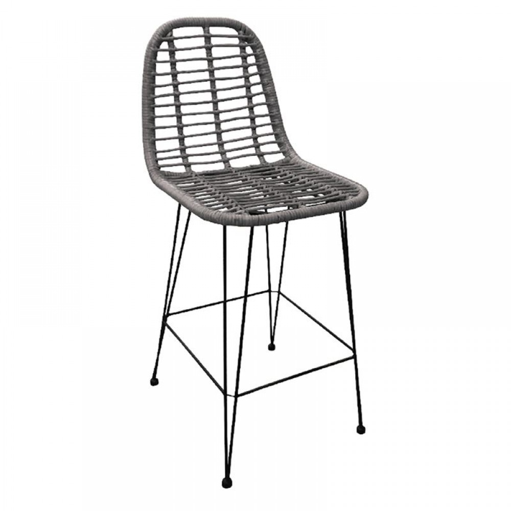 Salsa Σκαμπώ Bar Μεταλ.μαύρo/wicker Γκρι