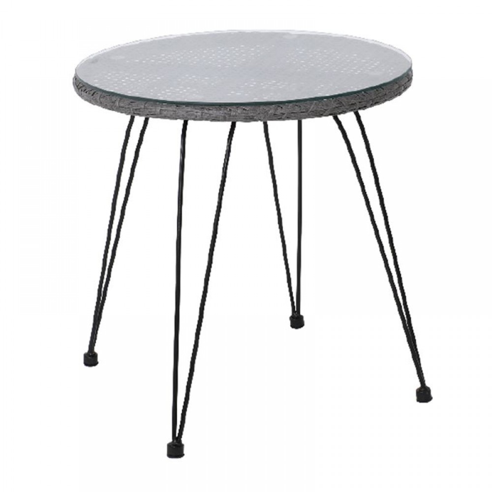 Salsa Τραπέζι Φ52Cm Μεταλ.μαύρο/wicker Γκρι
