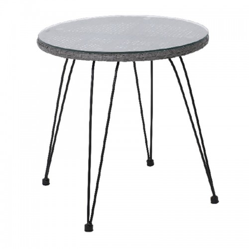 Salsa Τραπέζι Φ52Cm Μεταλ.μαύρο/wicker Γκρι
