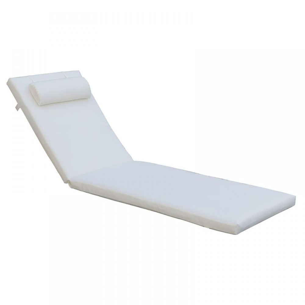 Sunlounger Μαξιλάρι Ξαπλώστρας Με Προσκέφαλο,  Ύφασμα Εκρού, Foam+Polyester Φερμουάρ-Velcro
