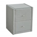 Wilton Κομοδίνο Ύφασμα Grey Stone / Προστατευτικό Γυαλί Επιφάνειας