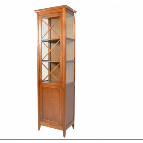 Βιτρίνα από μασίφ ξύλο σε χρώμα καρυδί 55x40x195