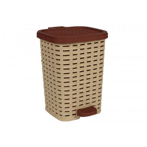 Κάδος μπάνιου πλαστικός rattan 20Χ20Χ27 εκ. μπεζ-καφέ – HP 07.16.0047