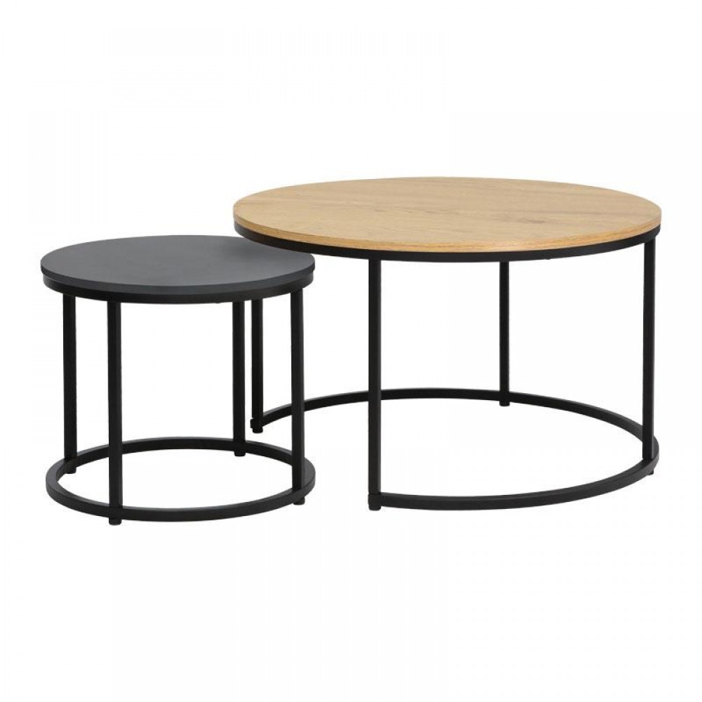 Σετ 2 Τραπεζακια Σαλονιου Fylliana Fonzy Sonoma Χρωμα 75X75X48Εκ