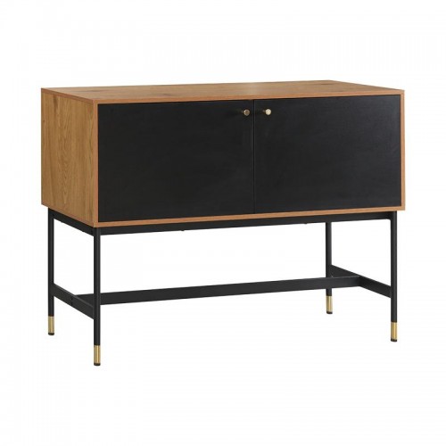 Κομοτα-Μπουφεσ Με 2 Ντουλαπια Fylliana Living Grey Oak-Μαυρο Χρωμα 120X40X90Εκ