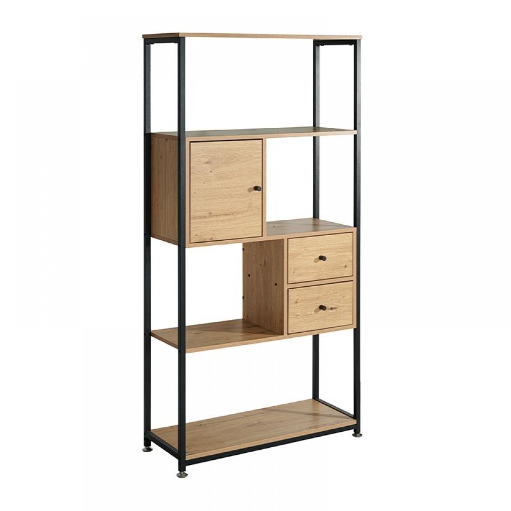 Βιβλιοθηκη-Ραφιερα Μεταλλικη Fylliana Edge 2077 Grey Oak Χρωμα 78X30X158Εκ