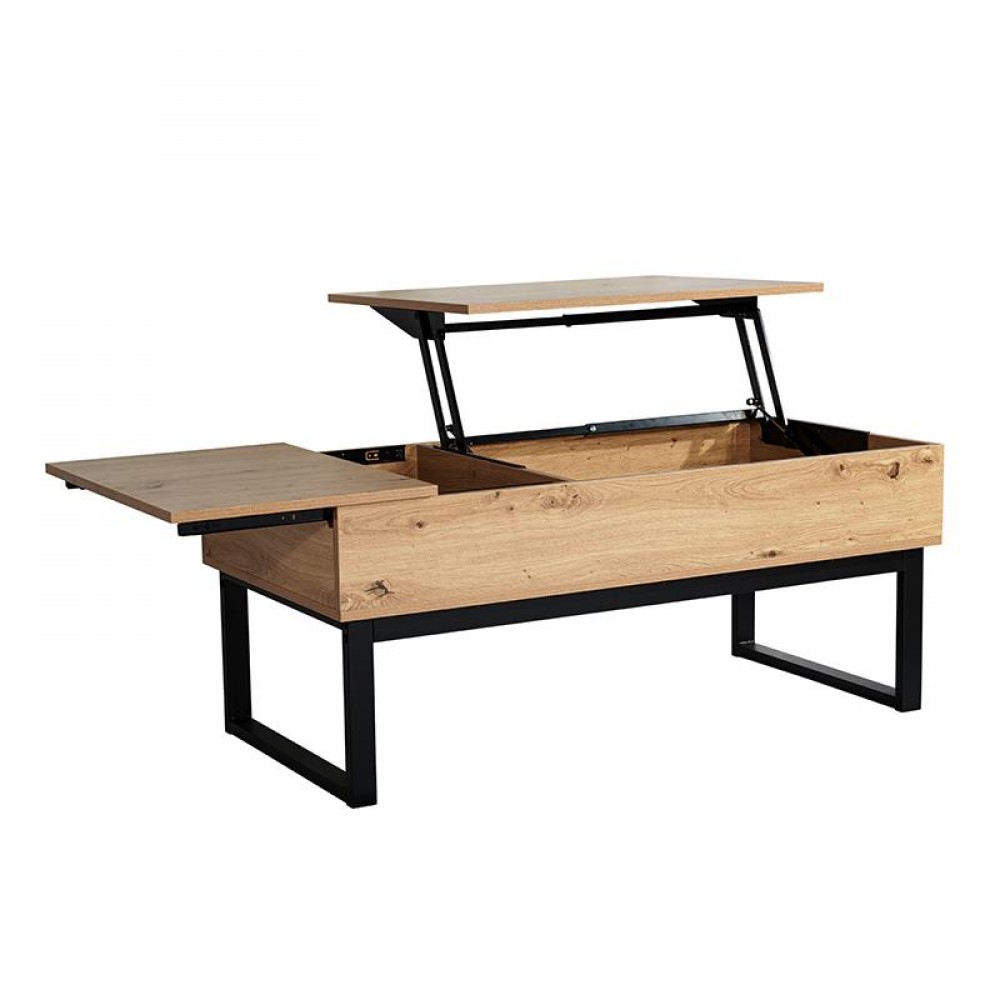Τραπεζακι Σαλονιου Με Μηχανισμο Fylliana Edge 2164 Grey Oak Χρωμα 109X55X46Εκ