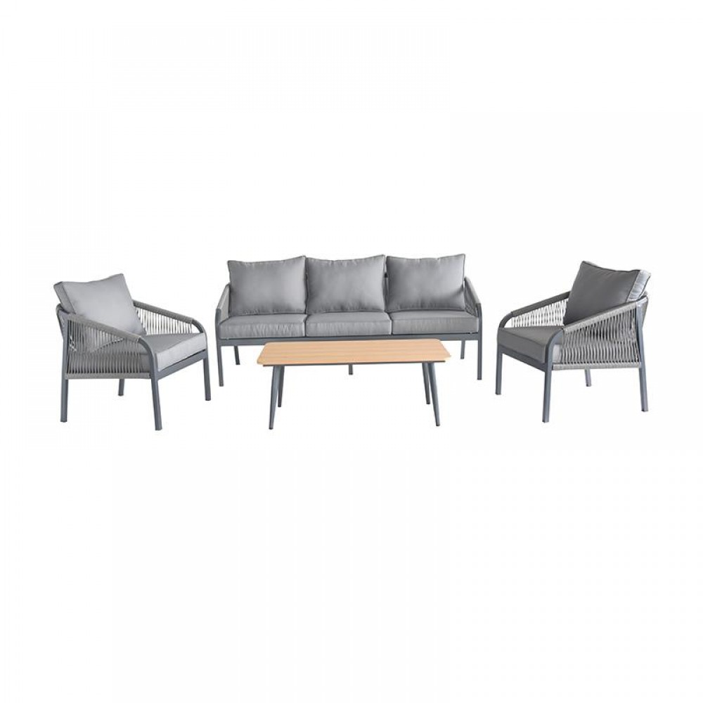 Σετ Σαλονι Κηπου 4Τμχ Fylliana Marrakesh Γκρι Χρωμα 189X73X72Εκ.