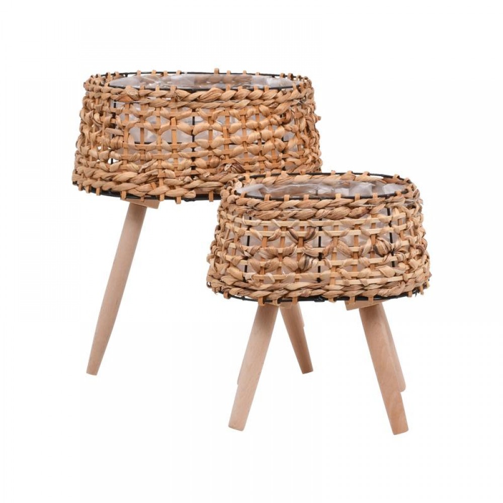 Σετ 2 Ψαθινα Κασπω Fylliana Φυσικο Χρωμα 23X15X28Εκ+30X21X37Εκ