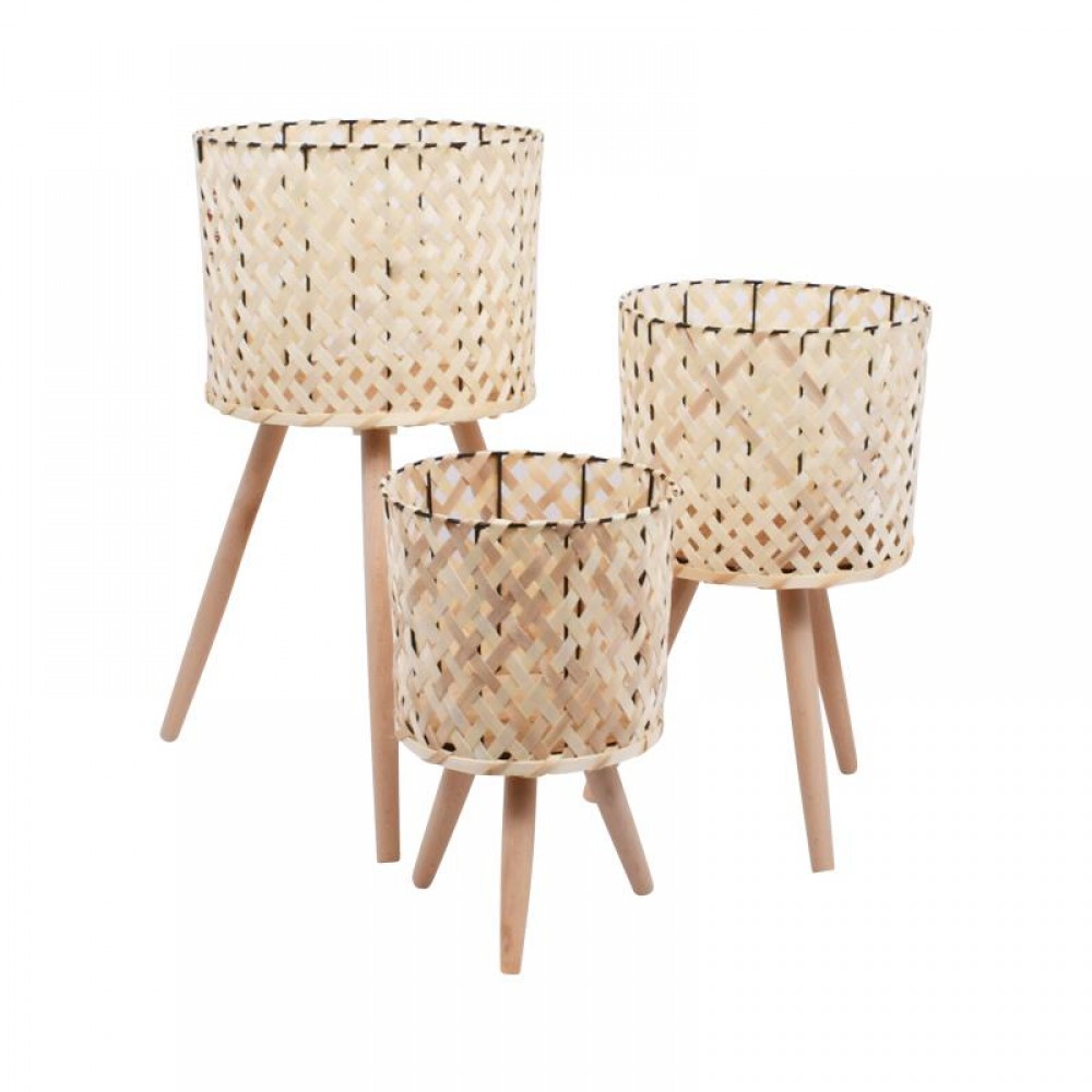 Σετ 3 Ψαθινα Κασπω Fylliana Φυσικο Χρωμα 20X20X34Εκ+25X25X43Εκ+29X29X57Εκ
