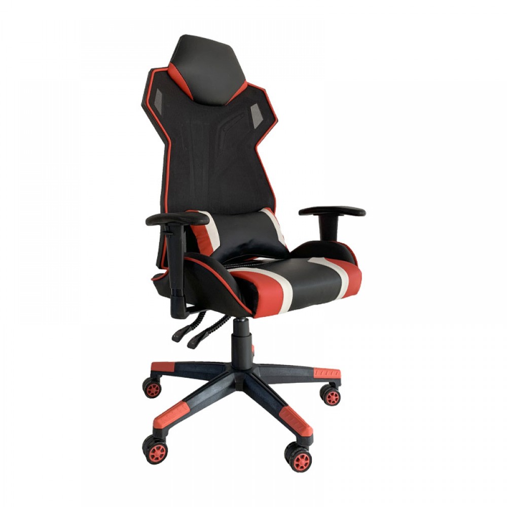 Καρεκλα Gaming Fylliana D-01 Τεχνοδερμα Μαυρη-Κοκκινη 53*47*127
