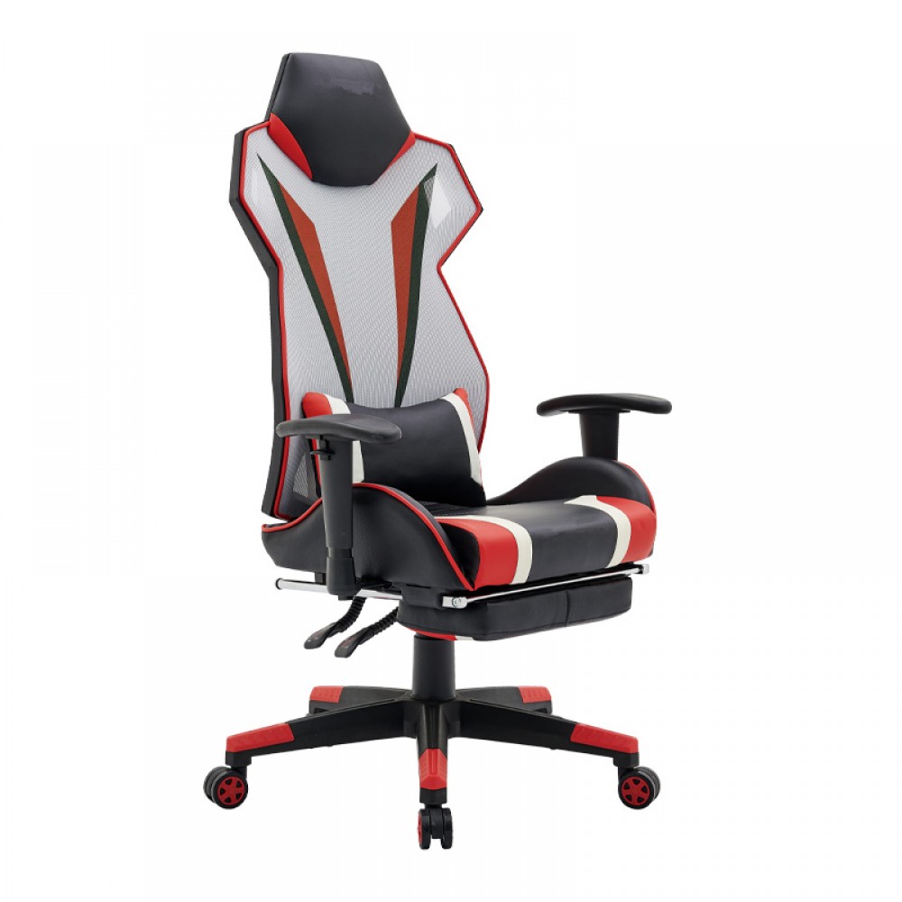 Καρεκλα Gaming Fylliana D-01 Τεχνοδερμα Μαυρη-Κοκκινη 53*47*127