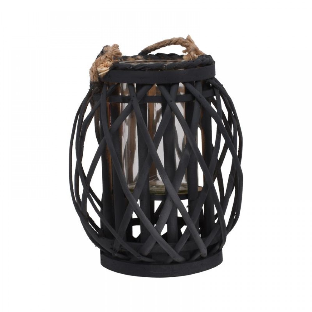 Φαναρι Bamboo Fylliana Amare Με Γυαλι Μαυρο Χρωμα 21X31