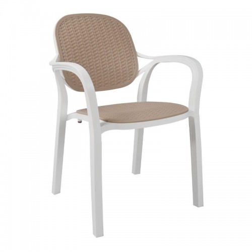 Καρεκλα Κηπου Fylliana Eliza Λευκο-Μπεζ Χρωμα 58X58X84Εκ