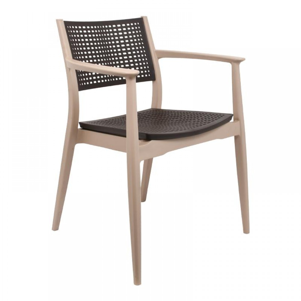 Καρεκλα Εξοχησ Fylliana Best Μπεζ Με Καφε Χρωμα 57,5X55X80Εκ